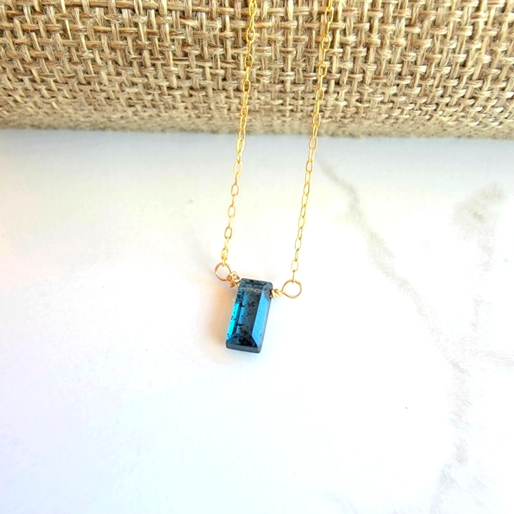 MOSS KYANITE Necklace Minimalist Crystal Gemstone
